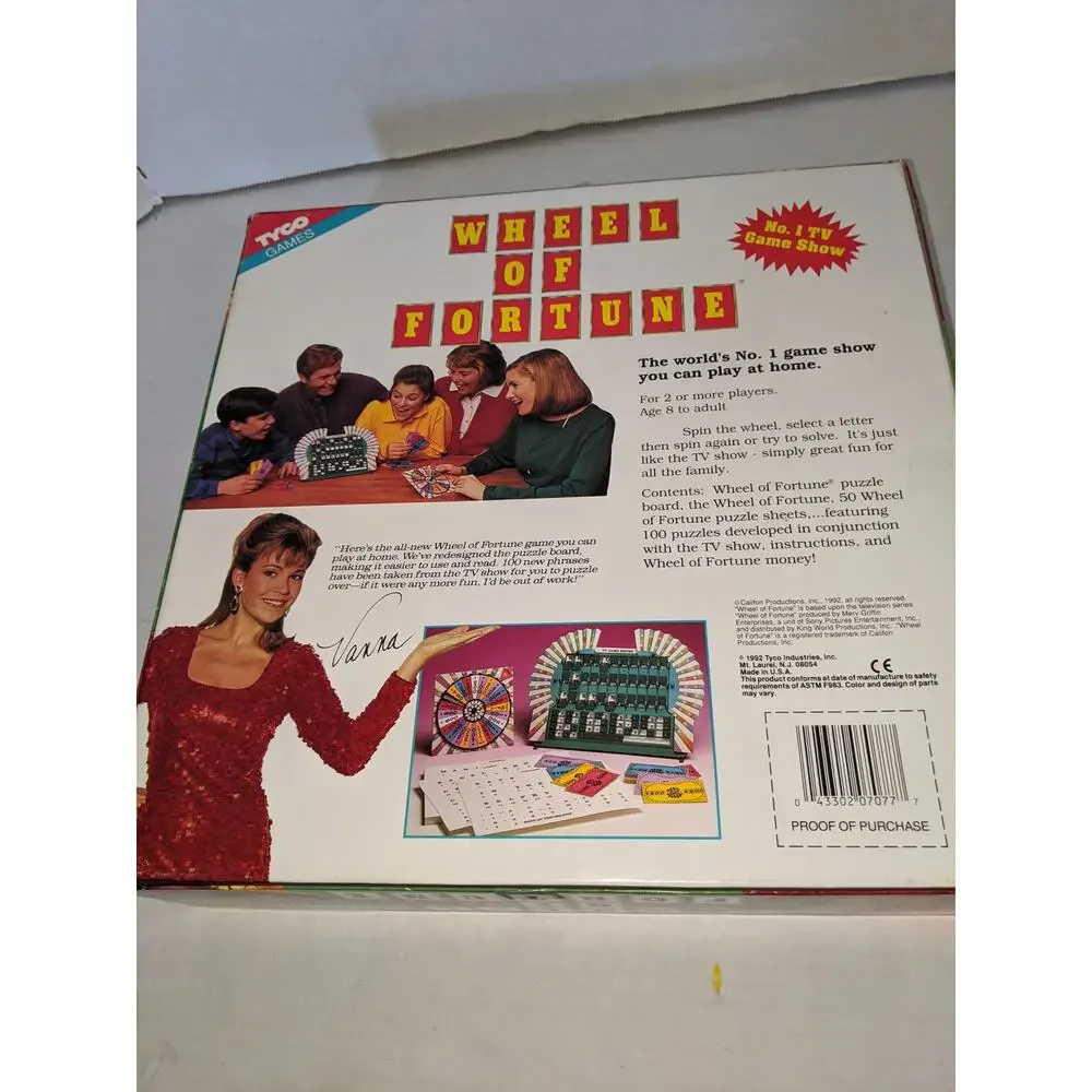 Vintage 1992 Wheel of Fortune Board Game Tyco Complete